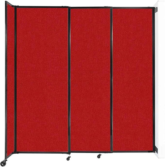 Wall-Mounted Sliding StraightWall Room Divider | Adjustable Widths | Locking Wheels | Room Separator | Up to 7'2" Wide x 7'6" Tall Red Fabric Panels