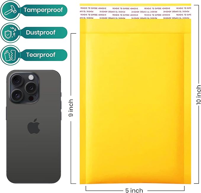 Levex - #00 5" x 10 [100 Pack) Kraft Bubble Mailers, Padded Envelope Mailers, Packing Envelope & Mailing Bags for Shipping