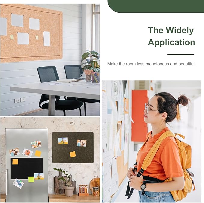 YOKIVE Felt Bulletin Board, 31.5 x 24 -Inch Foldable Decorative Pin Board Self Adhesive Felt Cork Board with 20 Pushpins, Great for Wall, Photo Display, Paste Note, Schedule(Light Camel)