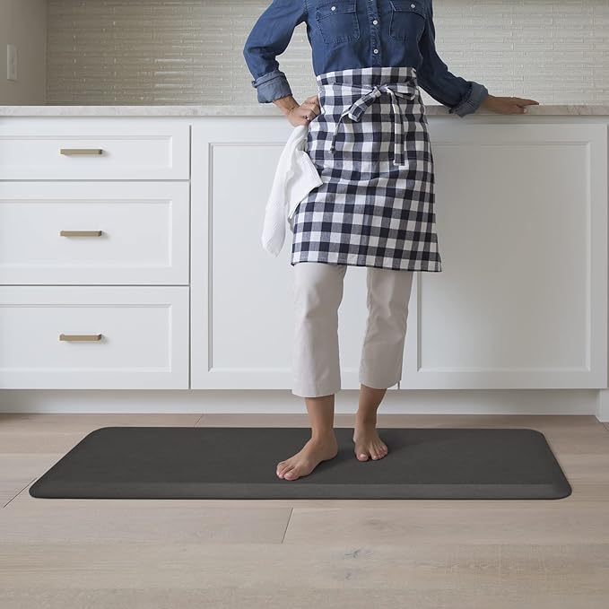 NewLife by GelPro Anti-Fatigue Designer Comfort Kitchen Floor Mat, 20"x48", Grasscloth Charcoal Stain Resistant Surface with 3/4" Thick Ergo-Foam Core for Health and Wellness