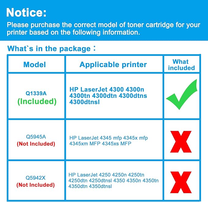 LCL Compatible Toner Cartridge Replacement for HP 39A Q1339A 4300 4300n 4300tn 4300dtn 4300dtns 4300dtnsl (1-Pack Black)