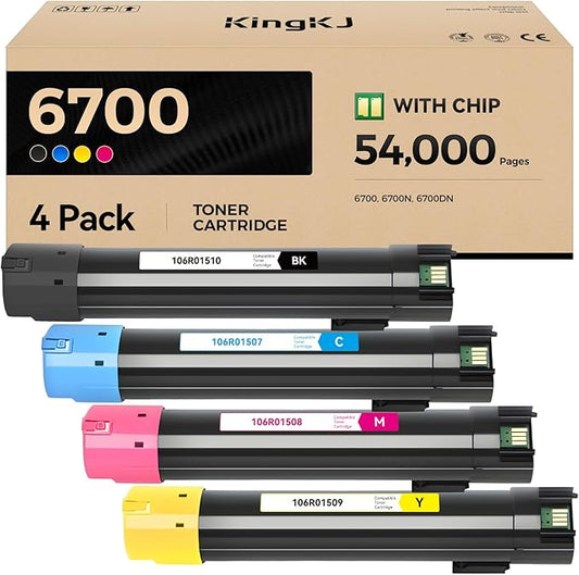 Phaser 6700 High Capacity Toner Cartridge Set 4-Pack Replacement for Xerox 106R01510 106R01507 106R01508 106R01509 Compatible with Xerox Phaser 6700 6700N 6700DN Printer Ink Black Cyan Magenta Yellow