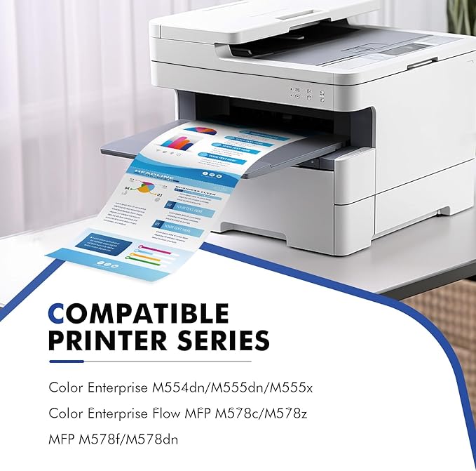 212X 212A Toner Cartridges 4 Pack (with Chip) Compatible for HP 212X 212A W2120A W2120X Toner Work for HP Color Laserjet Enterprise M555dn M554dn M554 M555x M555 MFP M578 Series Printer Ink (BK/C/Y/M)