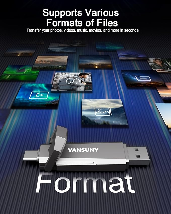 Vansuny 256GB USB Solid State Drive Up to 1000MB/s USB 3.2 Gen 2 Dual SSD USB A + Type C Portable External SSD for Android Phone Tablet Laptop MacBook PC