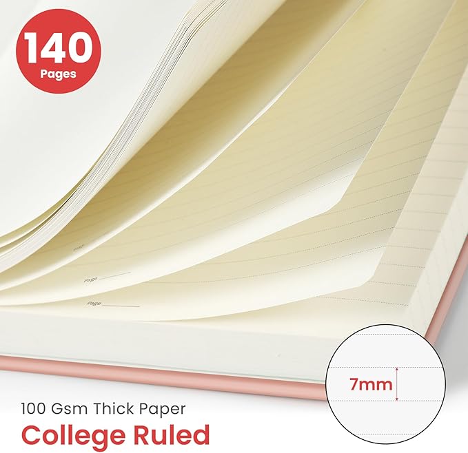 Taja Lined Spiral Journal Notebook for Work, 6 Pack, 140 Pages, College Ruled Hardcover Notebook Journal for Women, 6 Pcs, Journals for Writing, A5(6"x8") - Pink