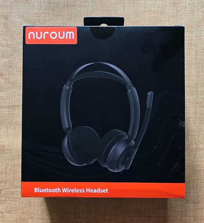 NUROUM Wireless Headset with Mic for Work, Bluetooth Headset with Noise Cancelling Microphone, Mute Button, USB for PC/Computer/Laptop for Zoom/Teams, Office/Call Center/Work from Home HP31DN