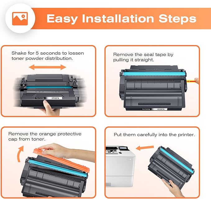 87A CF287A Toner Cartridge Compatible with HP CF287A 87A Toner Cartridge Black for Laserjet Enterprise M506 M506dn M506n M506x M501n M501dn M527f M527dn M527z Printer(2 Pack)