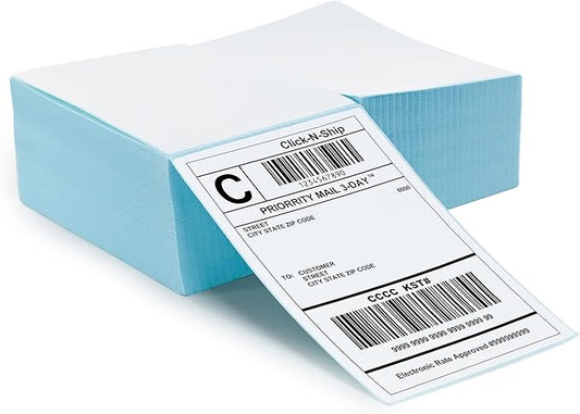 L LIKED 1000 Fanfod 4" x 6" Direct Thermal Labels Shipping Labels with Perforated Line for Rollo, Zebra, Jadens, Nelko, Munbyn, Phomemo, White