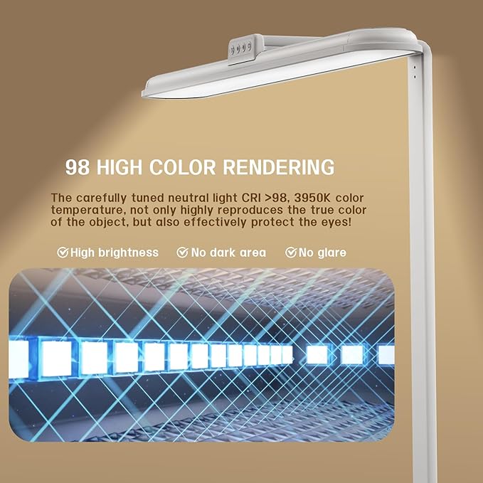 LED Desk Lamp for Home Office, Double Head Desk Lamp,24W Dimmable Desk Light 5 Color 5 Brightness Levels Office Lamp, Adjustable Gooseneck Office Light Eye Protection (White-Large Desk lamp)