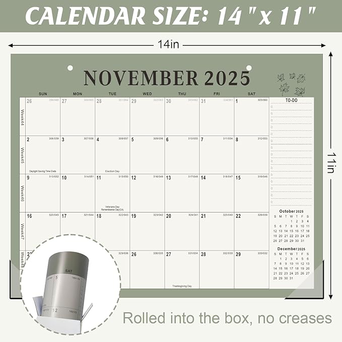 Gannyfer Desk Calendar 2025-2026, Magnetic Calendar for Refrigerator, July 2025-Dec 2026, 18 Monthly Wall/Fridge/Desktop Calendar with Hanging String, Magnetic Stripe, 3 Stickers, for Office, Home or School (14" x 11")