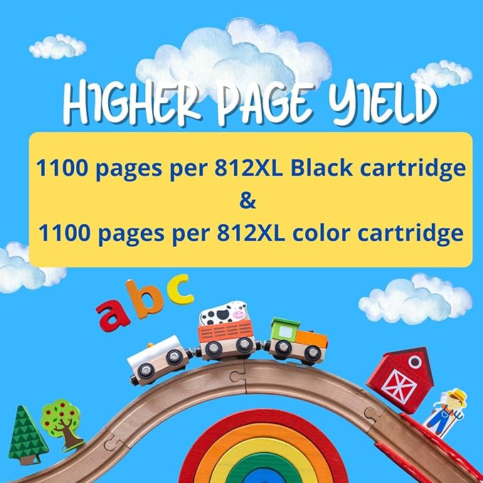 812XL Remanufactured for Epson 812XL Ink cartridges Combo Pack 812 XL T812 for Workforce Pro WF-7840 WF-7820 WF-7310 EC-C7000 Printer 6 Pack 3 Black 1 Cyan 1 Magenta 1 Yellow