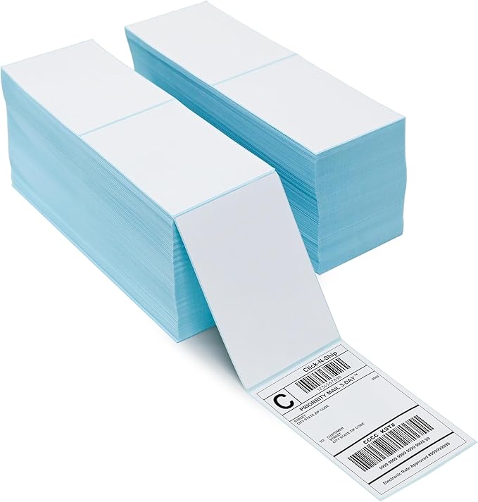 L LIKED 4000 Fanfold 4 x 6 Thermal Labels, with Perforated Line Shipping Labels, Compatible with Zebra & Rollo Printer, Commercial Grade