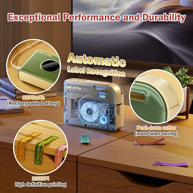 Phomemo A30 Label Maker Machine, Bluetooth Wireless Portable Small Label Printer, Waterproof Label Mini Sticker Maker for Home School, Cloth Name Tag, Ribbon Printer Machine for Gift Wrapping