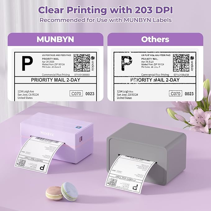MUNBYN Bluetooth Thermal Label Printer, 130B Wireless 4x6 Shipping Label Printer for Shipping Packages Small Business Office or Home, Compatible with iPhone Android iPad Windows macOS Chrome Etsy eBay