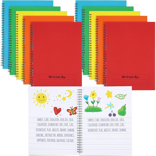 Henoyso 20 Pcs 100/50 Sheets Primary Composition Notebook K-2 Bulk Spiral Primary Journal Drawing Handwriting Practice for Kids Kindergarten 1st 2nd Back to School Supplies (Bright Color,50 Sheets)