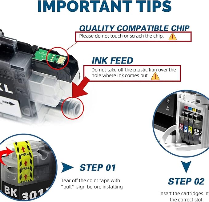 Compatible Brother LC3011 LC-3011 3011 Ink Cartridges for Brother MFC-J491DW MFC-J497DW MFC-J690DW MFC-J895DW Printer, 5-Pack (2 Black, 1 Cyan, 1 Magenta, 1 Yellow)