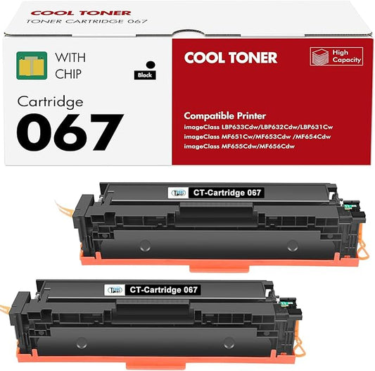 067 Black Toner Cartridge 067H MF654CDW MF656CDW Compatible Replacement for Canon 067 Black 067H imageClass LBP633Cdw LBP632Cdw LBP631Cw MF651Cw MF653Cdw MF655Cdw Printer 2 Pack High Yield Ink