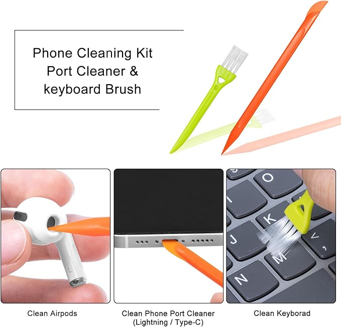 walrfid 2 Pack Car Screen Cleaner, Computer Screen Cleaner Spray and Wipe, Laptop Cleaning Mist Kit for Electronic iPad, iPhone, Phone, MacBook, TV, Monitor Display, WF-4pcsPW-BlackGrey