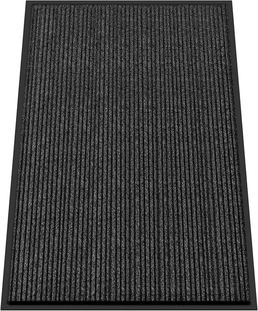 Kuyal Front Door Mat, 4'x6' Indoor Outdoor Entrance Mat, Commercial Floor Mats Inside Outside Entrance, Heavy Duty Durable Welcome, Rubber Backing Non Slip Outdoor Mats for Entryway,Black
