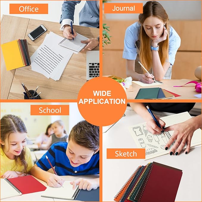 Yahenda Spiral Notebook Bulk A5 Journal Lined 8.3'' x 5.5'' Writing Composition Paper Small Notepad Subject Notebook for Students Office Business Back to School Supplies(Multi Color,72 Pcs)