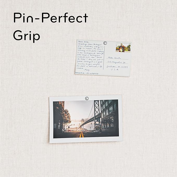 U Brands Linen Bulletin Board, 47"x35", Rustic Wood Style Frame, Industrial Grade Pinning Surface