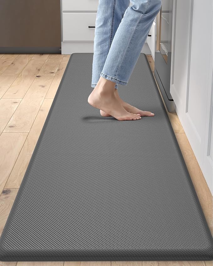 DEXI Kitchen Mat Cushioned Anti Fatigue, Non Slip Waterproof Comfort Standing Floor Rug for Kitchen, Office, Sink, Laundry, 70x20, Grey