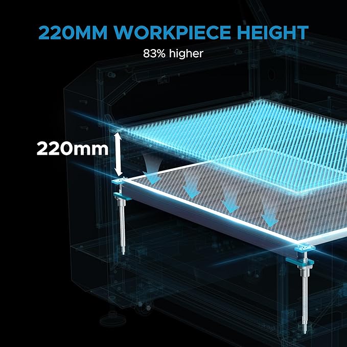 OMTech Pronto 130W CO2 Laser Engraver with Water Chiller | 51" × 35" Laser Cutting Machine with Autofocus | 2-Way Pass, Air Assist, Red Dot Pointer | Ideal for Wood, Glass, Acrylic, and More