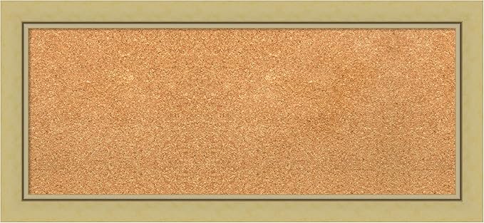 Amanti Art Natural Cork Board for Wall, 15x33 Vision Board with Gold Frame, Medium Corkboard Office Decor for Home Organization, Casual Corkboard Pinboard to display items for home organization
