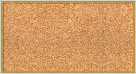 Amanti Art Natural Cork Board for Wall, 19x35 Vision Board with White Frame, Large Corkboard Office Decor for Home Organization, Modern Corkboard Pinboard to Display Items for Home Organization in