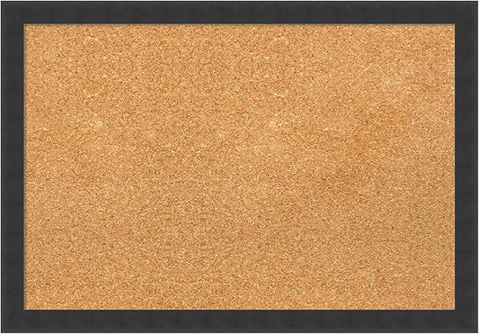 Amanti Art Natural Cork Board for Wall, 18x26 Vision Board with Black Wood Frame, Medium Corkboard Office Decor for Home Organization, Modern Contemporary Corkboard Pinboard to display items for home