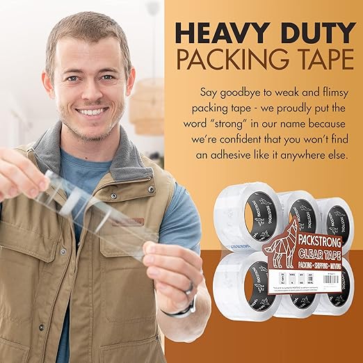 Packstrong Industrial Grade Clear Packing Tape 84 Rolls - 110 Yards per Roll - 2" Wide x 2 mil Thick, Acrylic Adhesive Tape for Box Office Moving Packaging Shipping