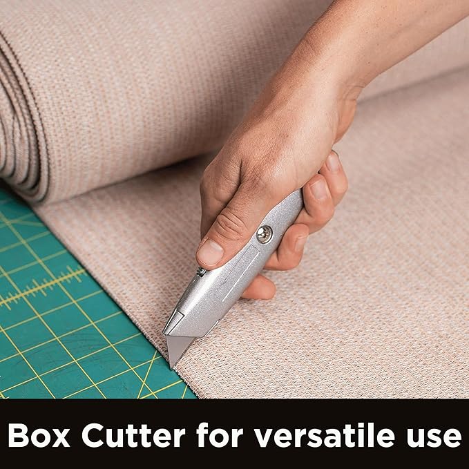 INTERNET'S BEST Premium Utility Knife Set | Retractable Box Cutter with Metal Handle | Heavy-Duty Cutting for Cardboard, Carpet, Plastic | Retractable Blade | Includes 2 Razor Knives & Extra Blades