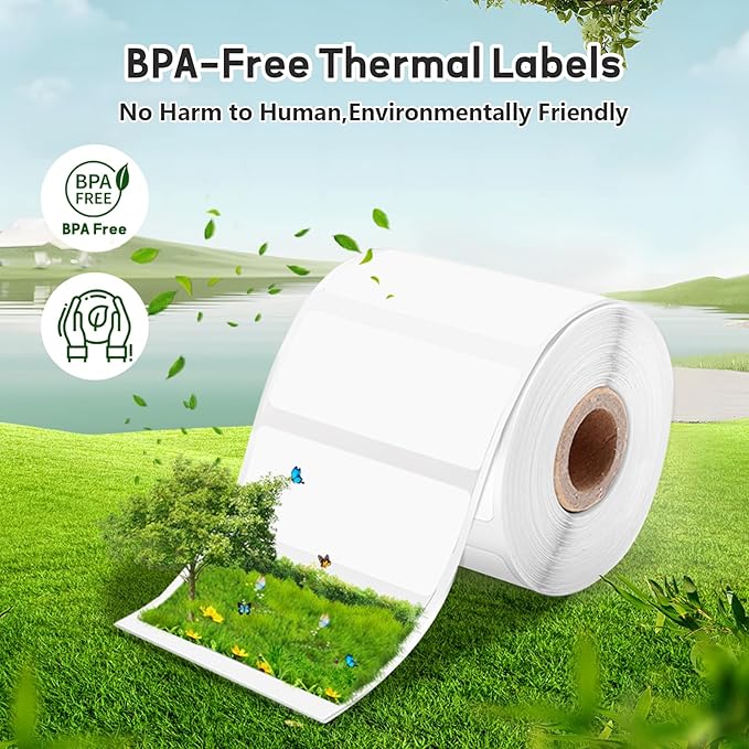 3 Rolls (1800Pcs) Thermal Labels, Phomemo 0.78'' x 0.39'' Stickers Compatible with Phomemo M220 M110 M108 M250 M260 M221 M120 M200 M150 Label Maker, Black on White