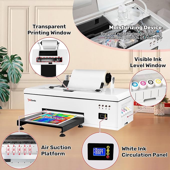InkSonic R1390 DTF Printer Machine, A3 T Shirt Printing Machine with Oven, 13" DTF Printer Bundles, Direct to Film Heat Transfer, T-Shirt Maker for Clothes Design, Custom Garment Printing