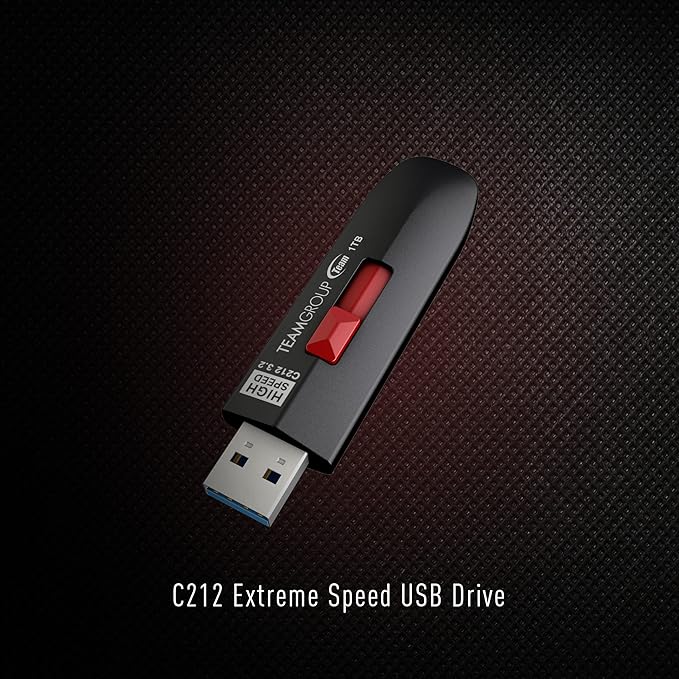 TEAMGROUP C212 Extreme Speed 512GB 1000/800MB/s USB 3.2 Gen 2 Easy Push-and-Pul Flash Thumb Drive External Data Storage Memory Stick Compatible with Computer/Laptop/PS4 PS5 TC2123512GB01