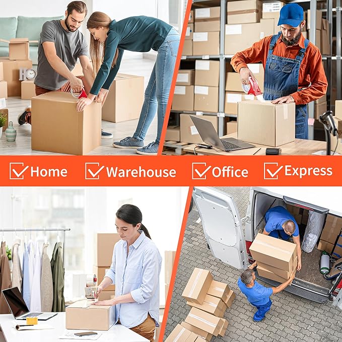 JARLINK 24 Rolls Clear Packing Tape with 4 Dispensers, Heavy Duty Packaging Tape Refills for Shipping Packaging Mailing, 2.7mil Thick, 1.88 inches Wide, 55 Yards Per Roll, 1320 Total Yards