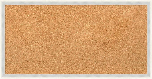 Amanti Art Natural Cork Board for Wall, 13x25 Vision Board with White Frame, Small Corkboard Office Decor for Home Organization, Modern Corkboard Pinboard to Display Items for Home Organization in