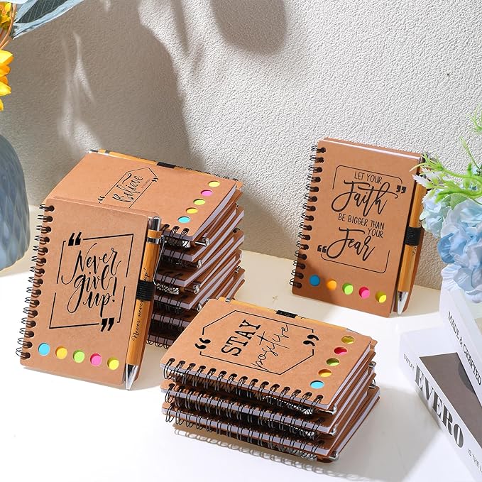 Tenceur Back to School Inspirational Gifts Bulk Employee Appreciation Spiral Notebook with Journals Sticky Note Pen Motivational Thank You Gifts for Teacher Students Team Coworkers Staff(20 Sets)