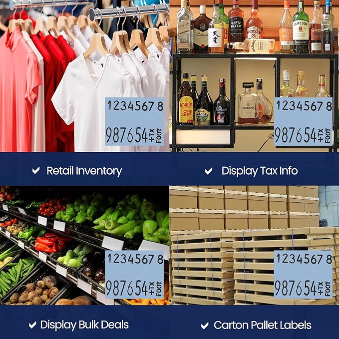 Perco Blue Pricing Labels for Monarch 1136 Price Gun - 8 Rolls, 14,000 Pricemarking Labels - with Bonus Ink Roll Included