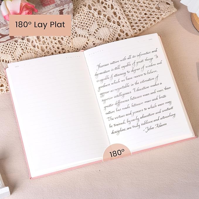 CAGIE Lined Journal Notebook for Women Girls, A5 Hardcover Linen Journals For Writing 256 Pages, Aesthetic Womens Diary, Gifts 8.3'' x 5.7'' Pink