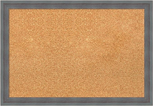 Amanti Art Natural Cork Board for Wall, 18x26 Vision Board with Blue Wood Frame, Medium Corkboard Office Decor for Home Organization, Rustic Farmhouse Corkboard Pinboard to display items for home