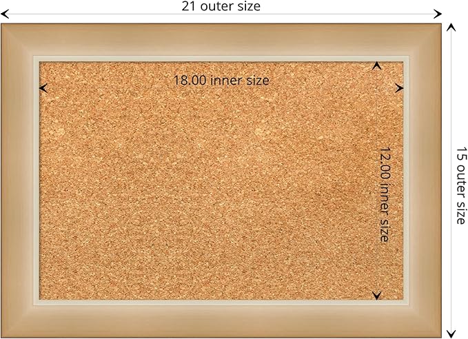 Amanti Art Natural Cork Board for Wall, 15x21 Vision Board with Gold Frame, Small Corkboard Office Decor for Home Organization, Modern Corkboard Pinboard to Display Items for Home Organization in