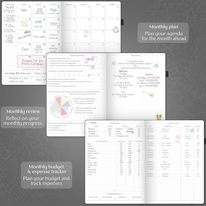 Legend Planner PRO Premium – Large Undated Weekly, Monthly & Budget Planner with Habit Tracker – Life Organizer for Time & Task Management, Goal Setting & Productivity – A4 size (Black)