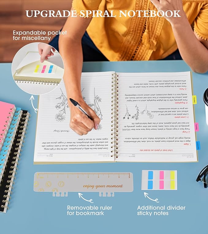 Spiral Notebook Journal 8.5” x 11”, A4 Large Notebooks for Women Men, College Ruled Lined Journal, 100 GSM Paper, Hardcover Spiral Bound Journals for Work School Writing Note Taking Business, Yellow