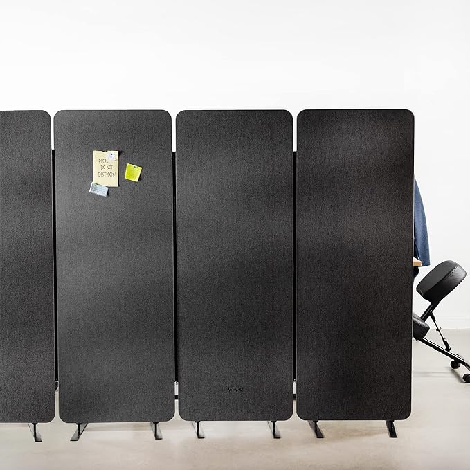 VIVO Freestanding 24 x 66 inch Privacy Panel, Cubicle Divider, Acoustic Wall Partition, Single 24 inch Panel with 2-Sided Zipper Attachment System, Dark Gray, PP-1-T024D