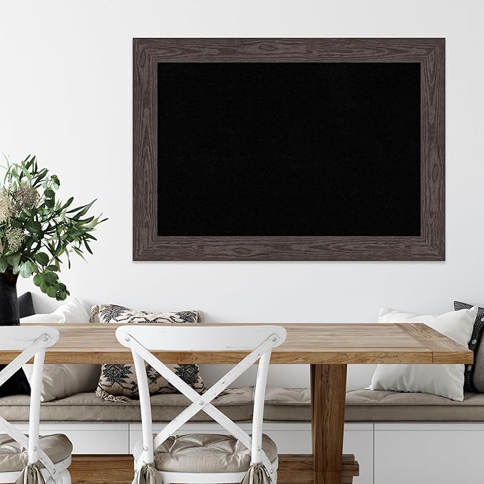 Amanti Art Black Cork Board for Wall, 30x42 Vision Board with Black Wood Frame, Large Corkboard Office Decor for Home Organization, Country Rustic Corkboard Pinboard to Display Items for Home
