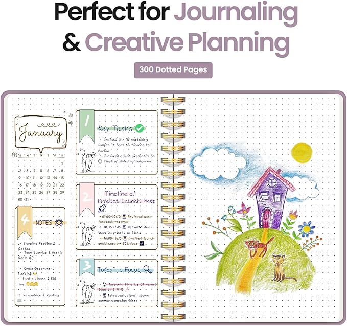 Spiral Graph Paper Notebook Journal for Work, 300 Pages, Thick B5 (7.1"x10") Grid Journals for Women & Writing, Hardcover Notebook for Note Taking, Perfect for Work School Note Taking Business, Purple