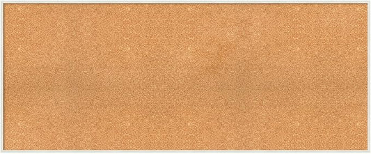 Amanti Art Natural Cork Board for Wall, 23x55 Vision Board with White Frame, Oversize Corkboard Office Decor for Home Organization, Modern Corkboard Pinboard to Display Items for Home Organization in