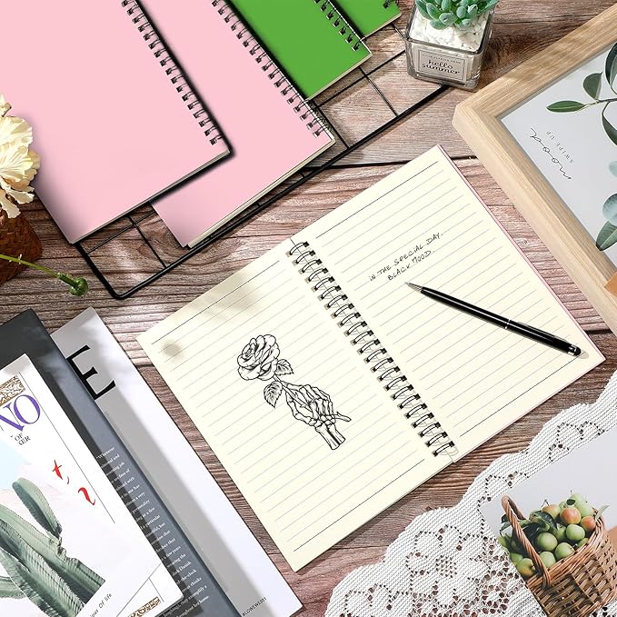 Yahenda Spiral Notebook Bulk A5 Journal Lined 8.3'' x 5.5'' Writing Composition Paper Small Notepad Subject Notebook for Students Office Business Back to School Supplies(Pink,Light Green,18 Pcs)