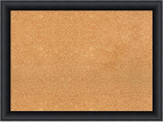 Amanti Art Natural Cork Board for Wall, 23x31 Vision Board with Black Wood Frame, Medium Corkboard Office Decor for Home Organization, Modern Contemporary Corkboard Pinboard to display items for home